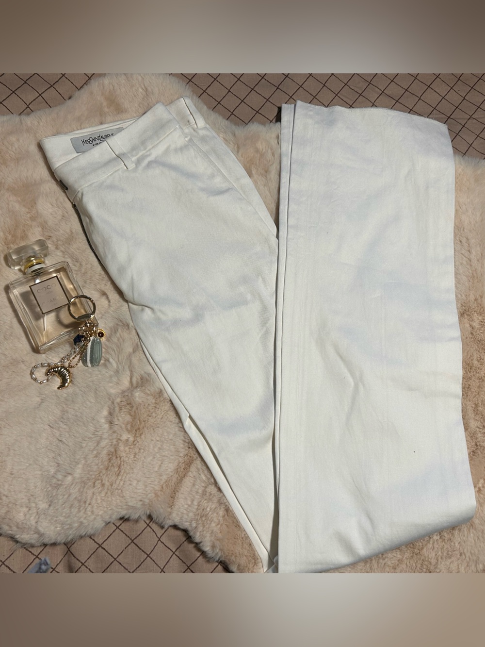 Vintage Yves Saint Laurent White Straight Leg Pants